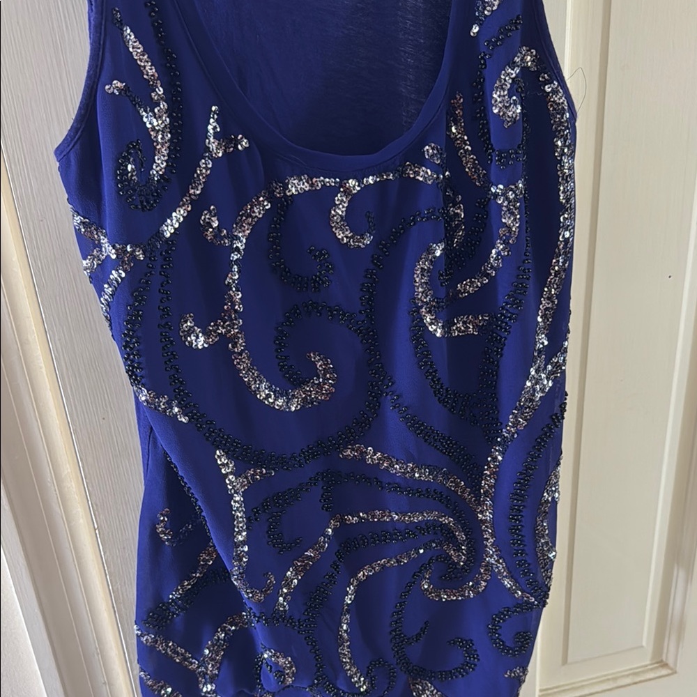 Express Fitted Purple Sequin Tank Top - Picture 3 of 5
